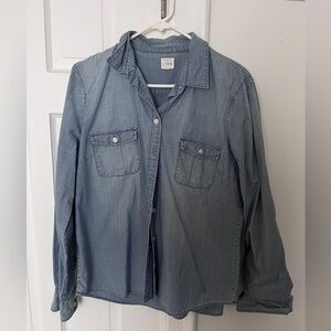 Jcrew Light Denim Button-Up Shirt with Chest Pockets